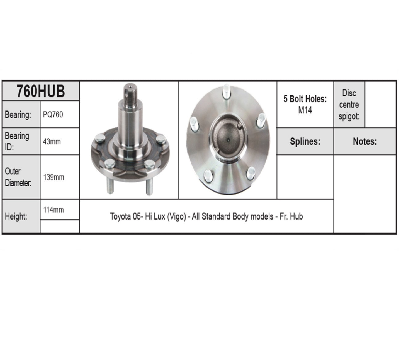 HILUX VIGO 5 HOLE HUB 05-15