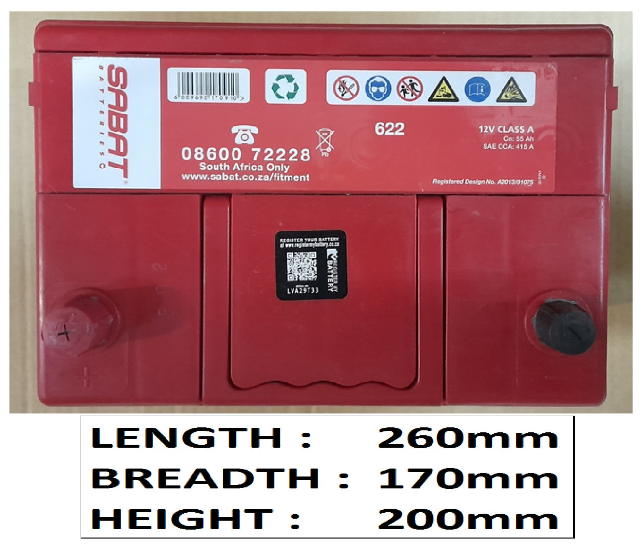 P+BT+BC 622 BATTERY (+ -) =K