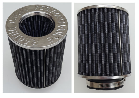 CONE FILTER LONG CHROME/CARBON