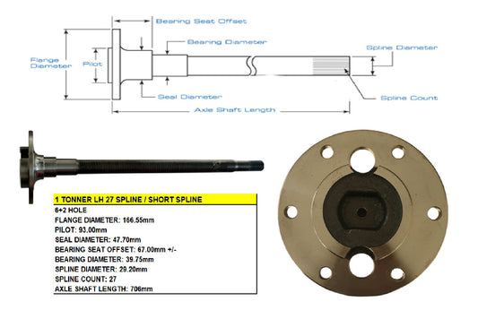 1 TONNER LH 27 SPLINE / SHORT