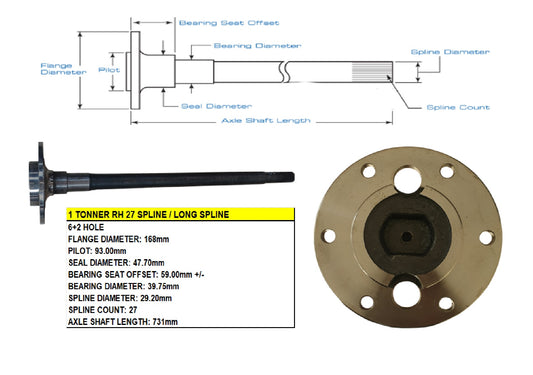 1 TONNER RH 27 SPLINE / LONG S