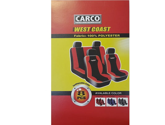 SEAT COVER 8 PCS RED WEST COAS