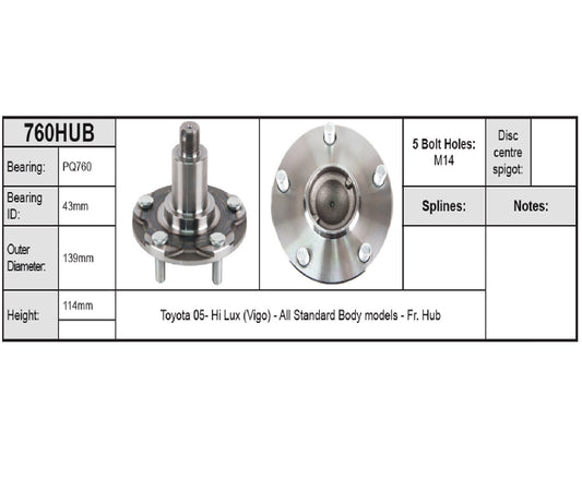 HILUX VIGO 5 HOLE HUB 05-15