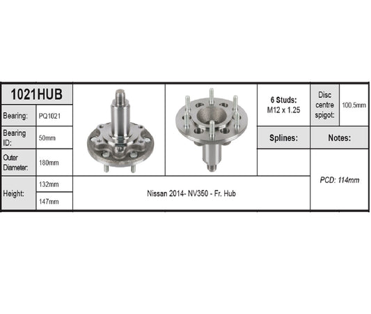 NV350 14- FRONT 51MM SHAFT